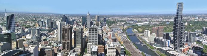 panorama of the central business district in Melbourne