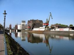 panoramic view of the inner harbor in duisburg