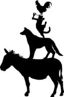 black silhouette of the monument to Bremen Town Musicians