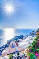 beach under the bright sun, greece, Santorini