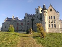 french castle on a green meadow