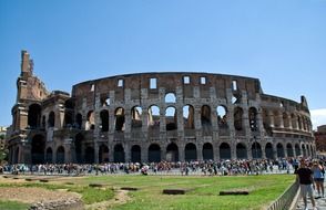 crowds of tourists near Colosseum, Italy