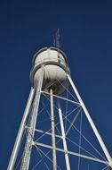 water supply tower against blue sky