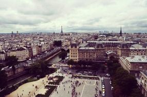 panoramic view of Paris on a gloomy day
