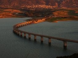 semicircular bridge on the river in greece