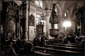 black and white image of church