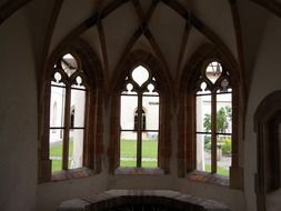 arched windows in the building