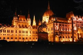 The parliament building in Budapest at night