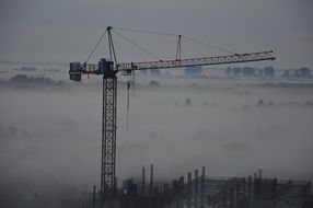 View of the crane and fog