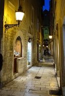alley in the old town in croatia at night