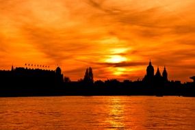black city silhouette at sunset