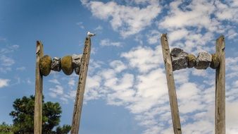 monument with stones on sticks