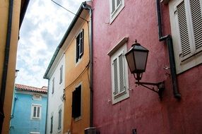 old bright painted buildings, croatia, istria