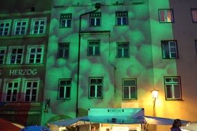 Pattern light on a building at night