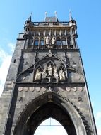 tower of Charles Bridge at sky, czech, prague