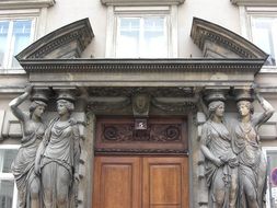 Statues at the entrance of building in Vienna in Austria