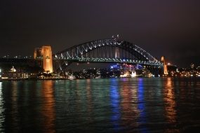 night illumination Harbor Bridge - Sydney's largest bridge