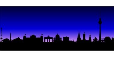 historical buildings and landmarks of berlin, silhouetes, drawing