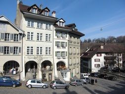 Panoramic view of the street of the old town in Bern