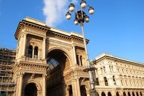 arcade of the shopping center in Milan