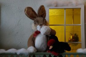 soft hare in a toy house