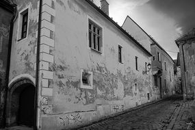 gloomy building facade in Bratislava