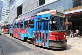 beautiful tram with a picture of an octopus on it