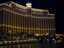 bellagio hotel building at night, usa, nevada, las vegas