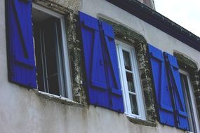 Blue windows of the house
