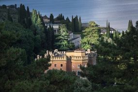 View of the villa among the picturesque park, italy