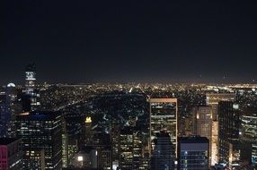A view of the nighttime New York in lighting