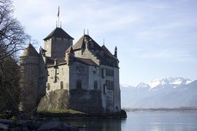 medieval castle in Montreux, Switzerland