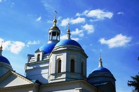 orthodox church with blue domes