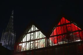 Lightened church windows night view