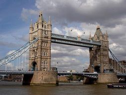 historic tower bridge over the Thames river in London