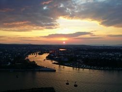 Landscape of koblenz at the sunset