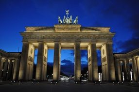 Brandenburg gate in Berlin at night, Germany