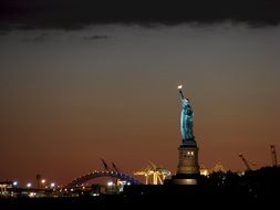 statue of liberty in the night light