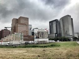 cloudy sky over zuidas financial district, amsterdam