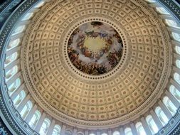 Beautiful ceiling in US capitol building in Washington