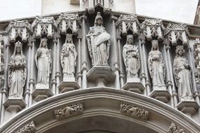 statues on Westminster church closeup, London