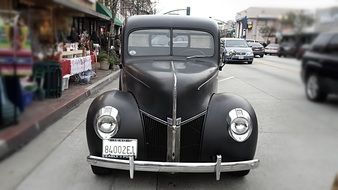 black retro car on the street