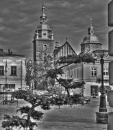 Black and white photo of basilica of st Margaret church