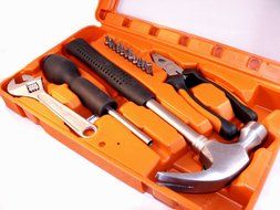 orange set with tools