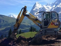 construction machine in mountains