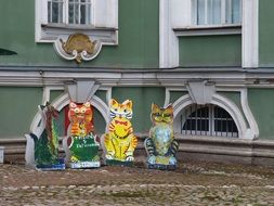 colorful figures of animals near the building in St. Petersburg