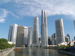 skyscrapers of the Singapore on the horizon