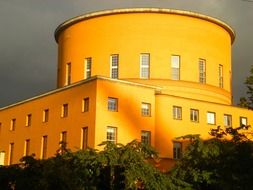 yellow building of library in stockholm
