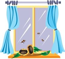 Illustration of curtains on a window