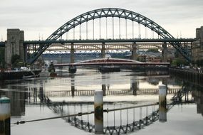 mirror reflection on the surface of the water Bridge over Tyne in Newcastle, England